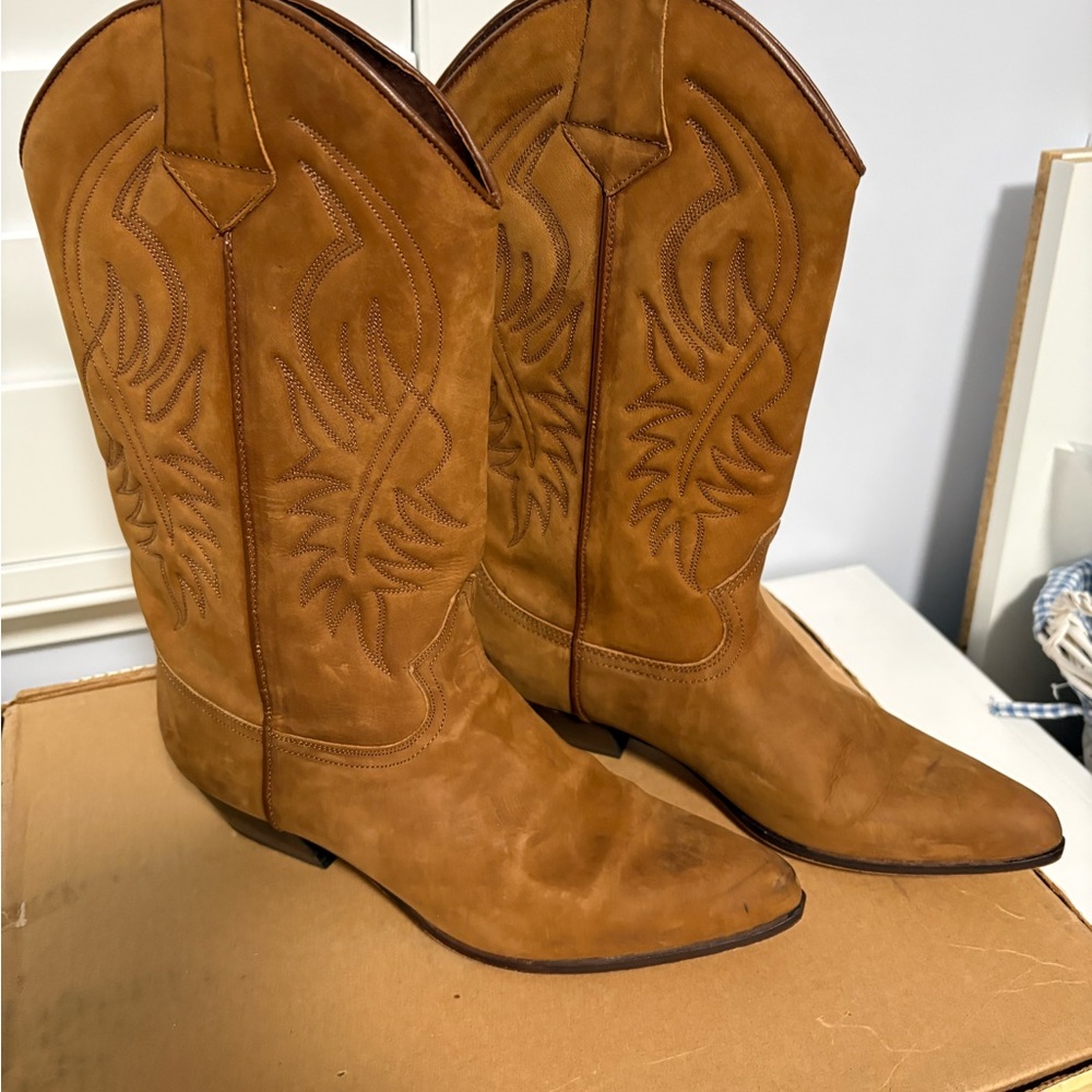 Charles David Brown Suede Cowboy Boots